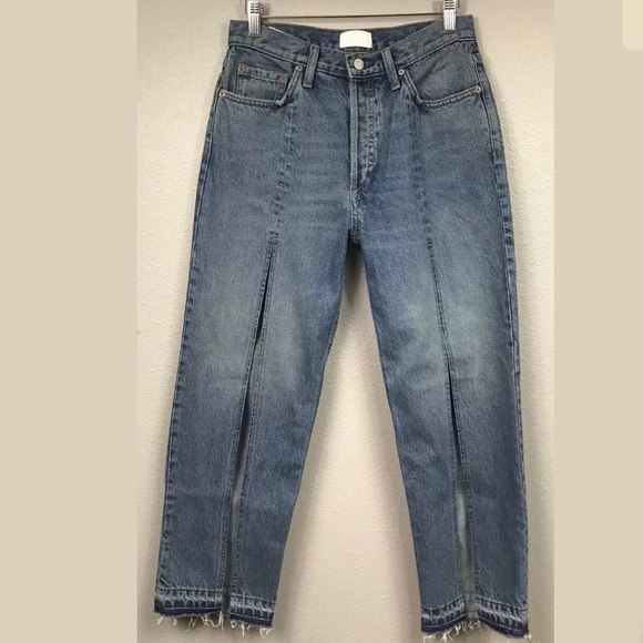 Boyish Quincy High Waist Straight Crop Split Jeans - Picture 3 of 7